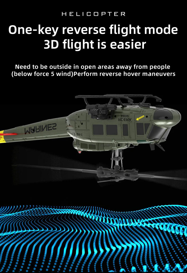 2.4G Hot UH-1 Huey 2.4G remote control helicopter six-channel six-axis gyroscope one-button inverted aerobatic helicopter model