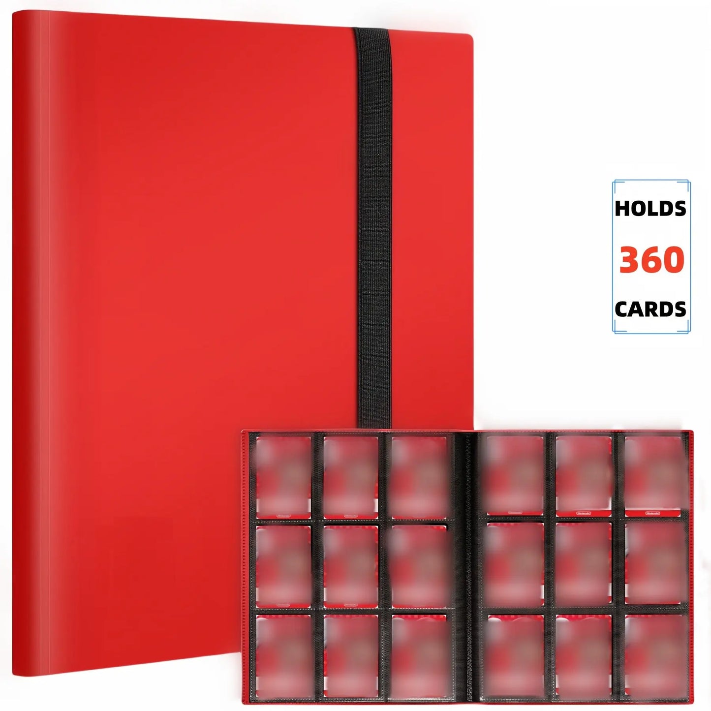 Premium 9-Pocket Polypropylene Trading Card Binder, Holds 360 Cards, Side-Loading Pockets, Elastic  Durable Collectors Album