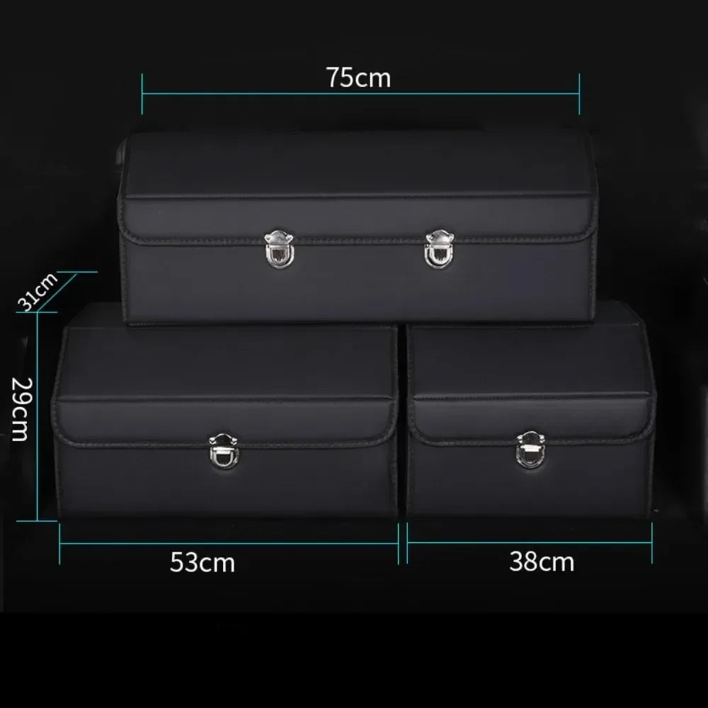 Car Trunk Storage Box Multipurpose Foldable Organizer with 3 Compartments  Extra Large Flexible Adjustment Car Seat Storage Bag
