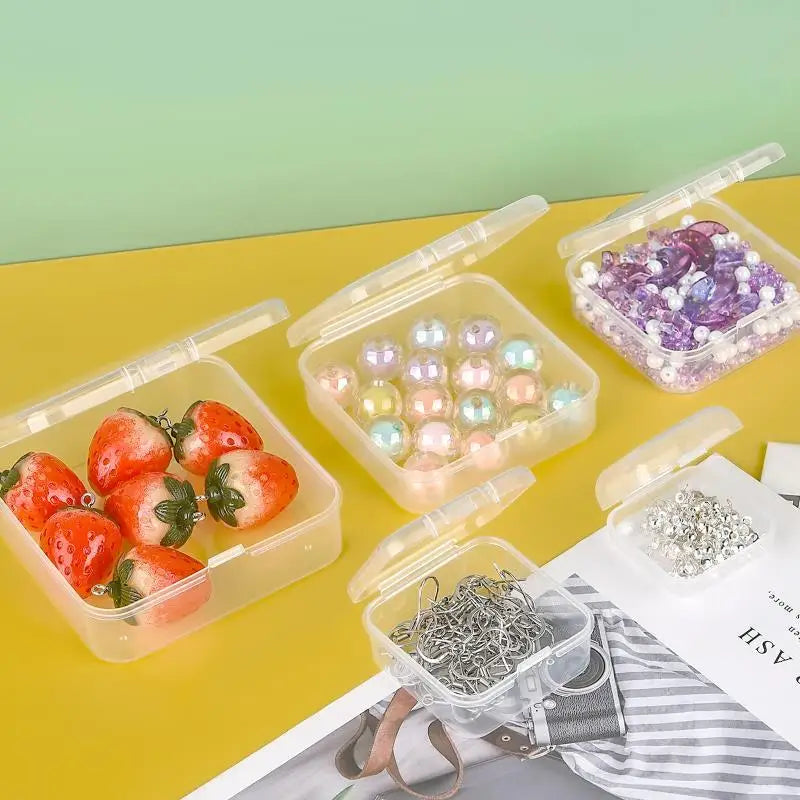 10Pcs PP Storage Box Mini Transparent Plastic Case Container Square Rectangle Packaging Box For Jewellry Beads Small Items