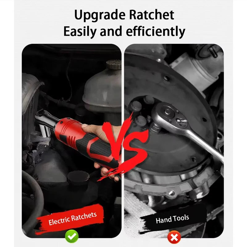 Cordless 90° Electric Ratchet Wrench with Extended Handle Long Reach Electric Ratchet Lithium-Ion Auto Repair Tool Set