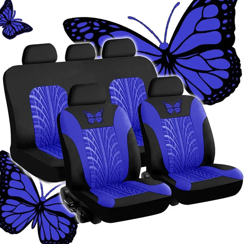 Butterfly Glamour Car Seat Cover Set Premium Bronzing 9-Piece Universal Fit for 5 Seats Fashionable Design Durable Comfortable