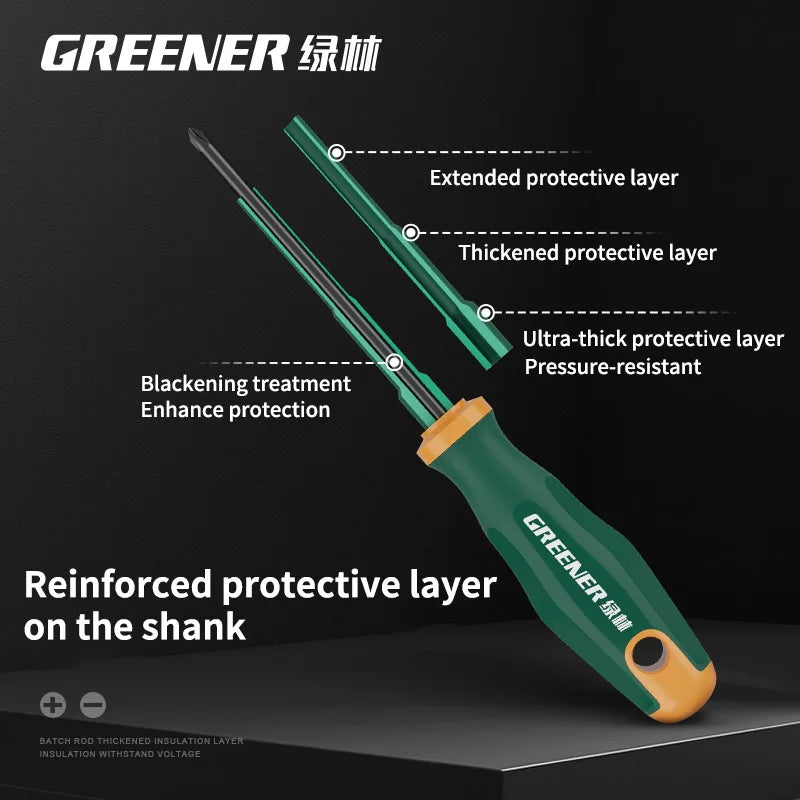 GREENERY Insulated Electrician Screwdriver Slotted Phillips Magnetic Flat Cross Durable Professional Electrical Tools for Repair