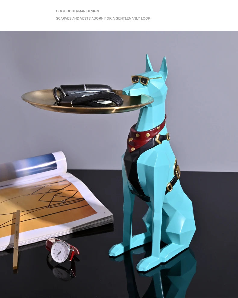 Design Tray dog Statue Butler Tray for Key Box Home Ornaments Animal Figurines Office Decoration Resin dog Sculpture decor Rooms
