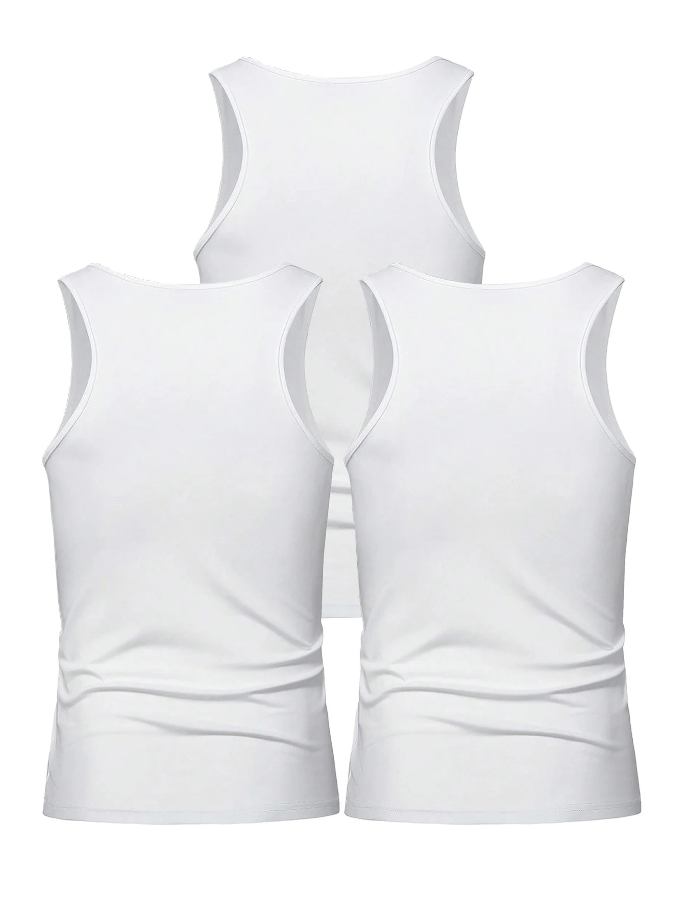 3pcs Summer Mens Sleeveless Tank Top Solid Vest Undershirts O-neck Gym Tees Trendy Versatile Slim Fit Men Casual Vest Tops