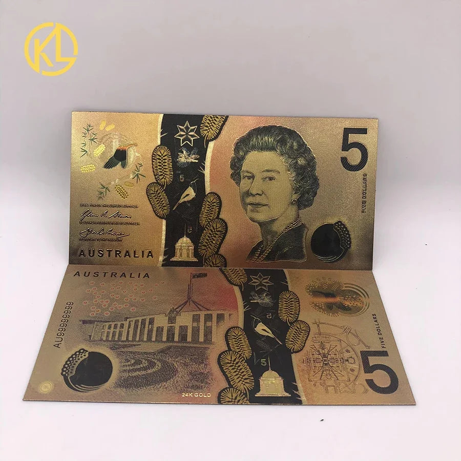8 Designs  Australia 100 Dollar Gold Banknote Plated Colorful AUD100 Dollar Gold Foil Banknote Currency Collection
