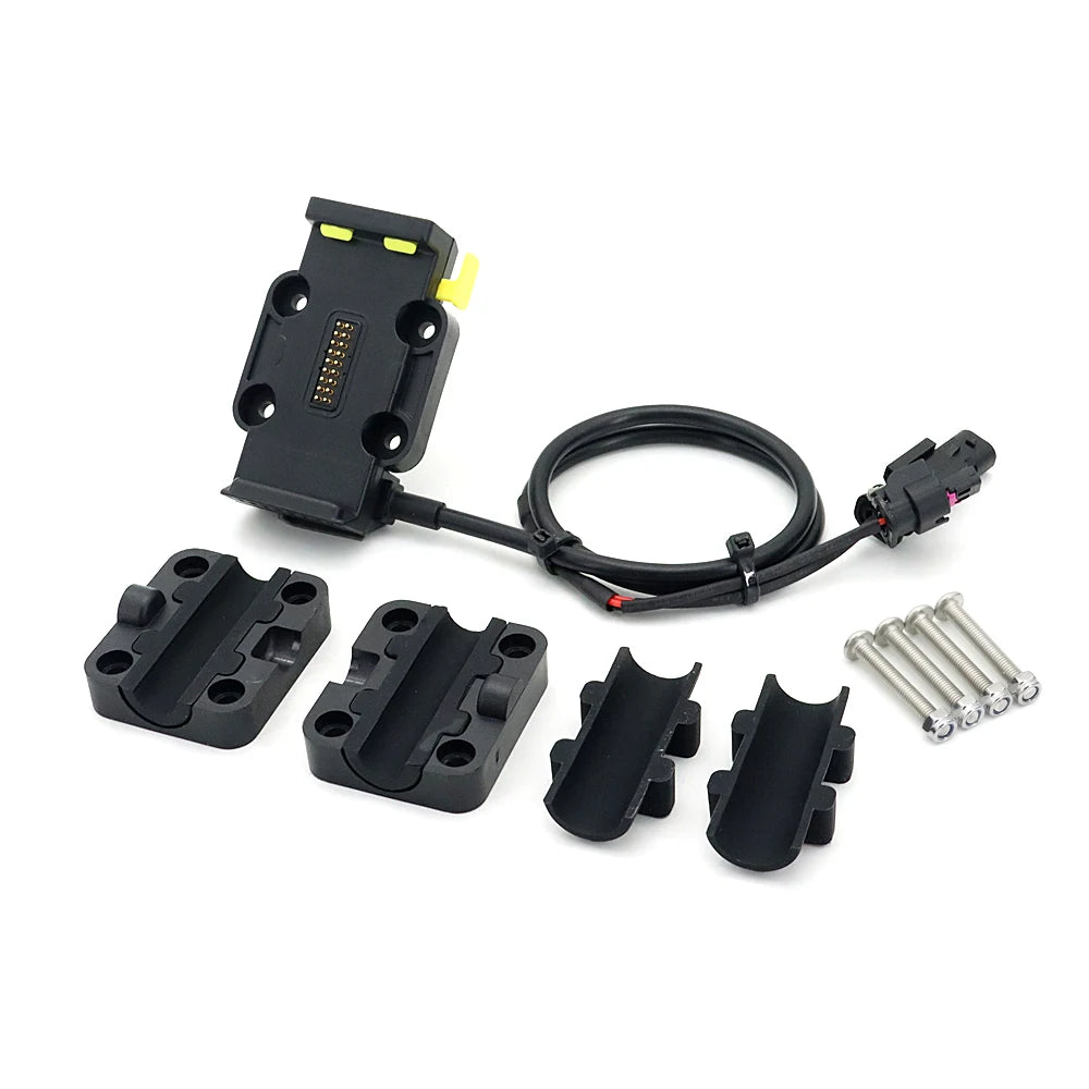 For BMW R1250RT R1200RT Adventure ADV GPS Mobile Phone Holder USB Wireless Charging Original Lossless Cable Base 12/16/22mm Clip