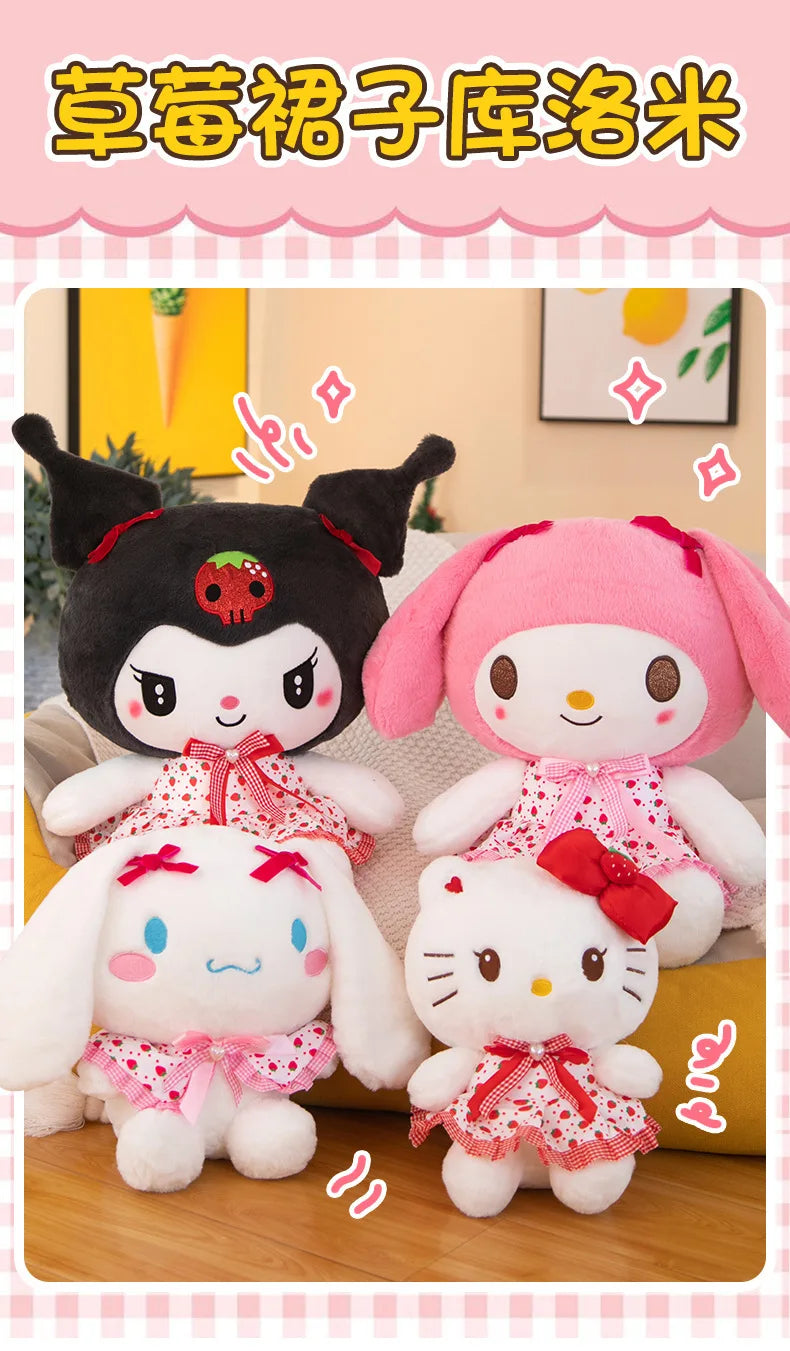 Sanrio Kuromi Hello Kitty My Melody Cute Cinnamoroll Pillow Plush Toys Plushie Keychain Stuffed Doll for Kids Christmas Gifts