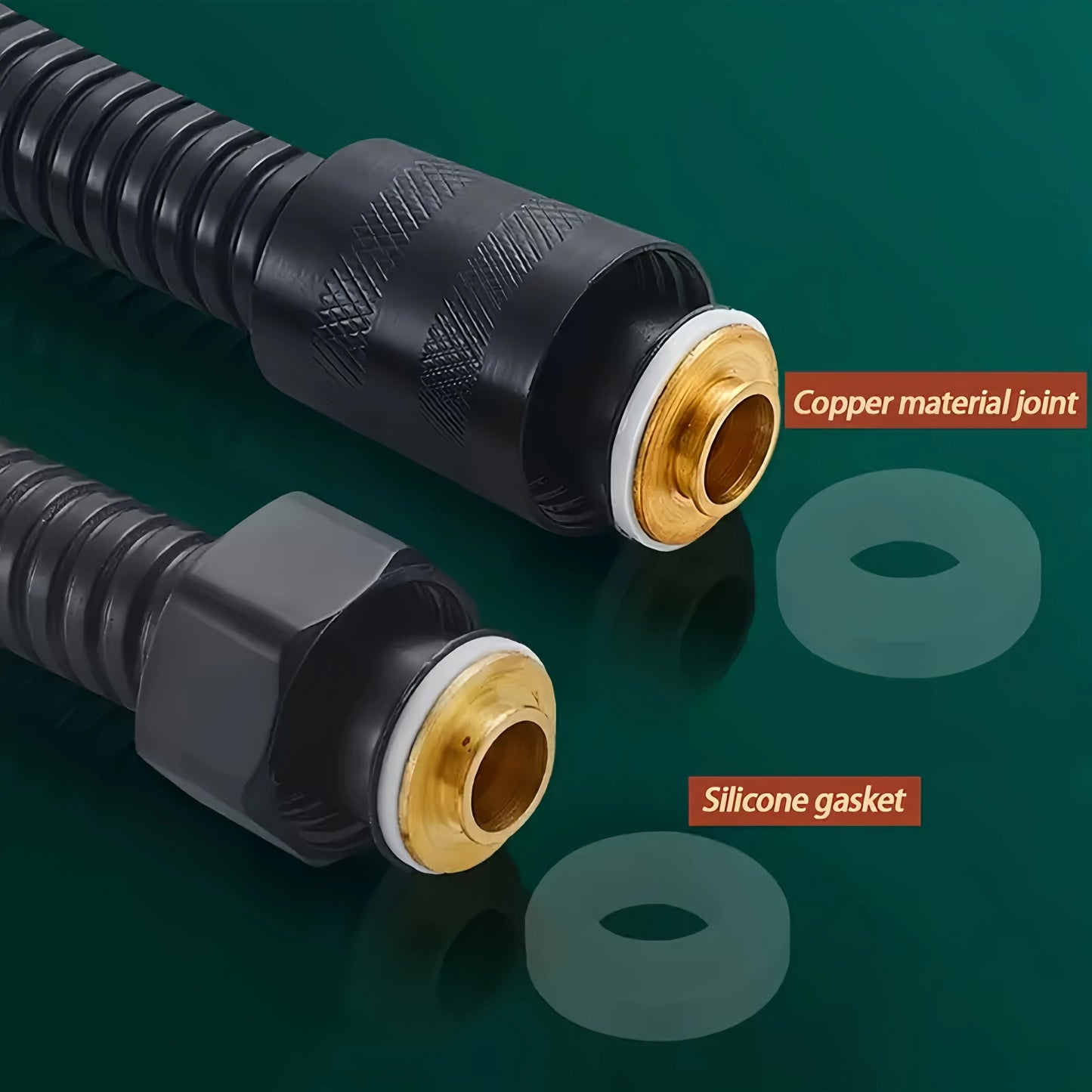 1pc Black Stainless Steel Shower Hose, Universal G 1/2" Connection, Explosion-proof Rain Shower Pipe, Bathroom Accessory