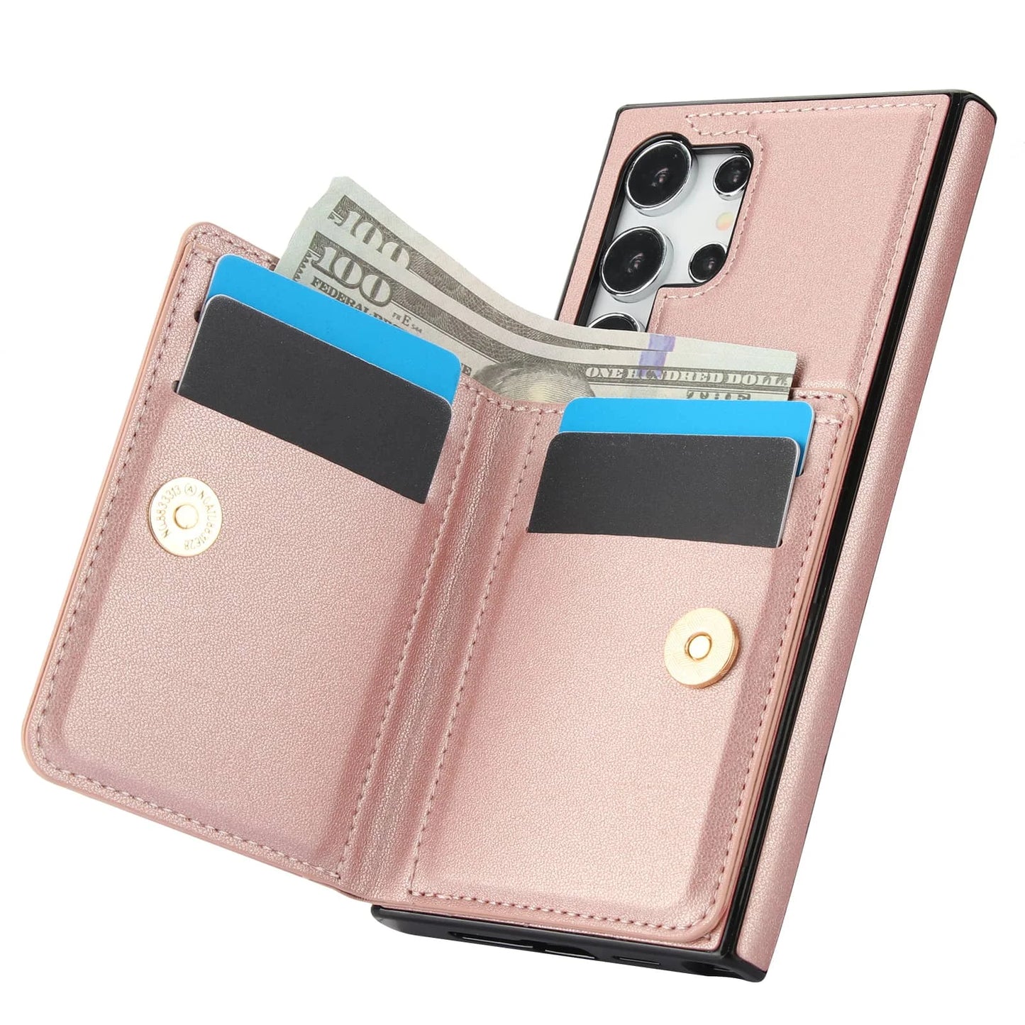 Wallet Case with Card Holder, 360° Rotation Ring Kickstand Magnetic Clasp for Samsung Galaxy S25 S24/S23/S22/S21 Ultra/Note 20