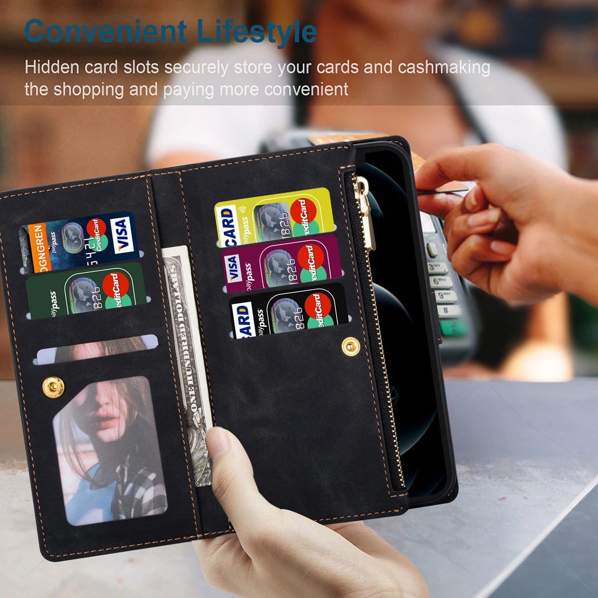Flip Leather Case For XiaoMi 14T 13T 12T 11T 11 Lite Redmi Note 15 14 13 11S 12 Pro Plus Zipper Card Slot Wallet Bag Cover