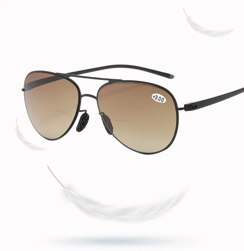 Bifocal Reading Glasses Men Fashion Double Bridge Sunglasses Male Look Far and Near Anti Glare Hyperopia Eyeglasses +100 To +350