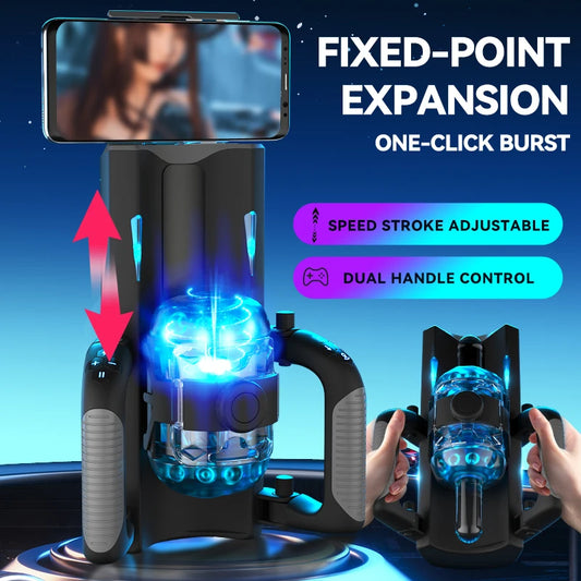 THRUSTING-King 12cm 6-Segment Fixed-point Telescopic Male Masturbator One-Key Burst Masturbation Cup Trainer Sex Toys for Men