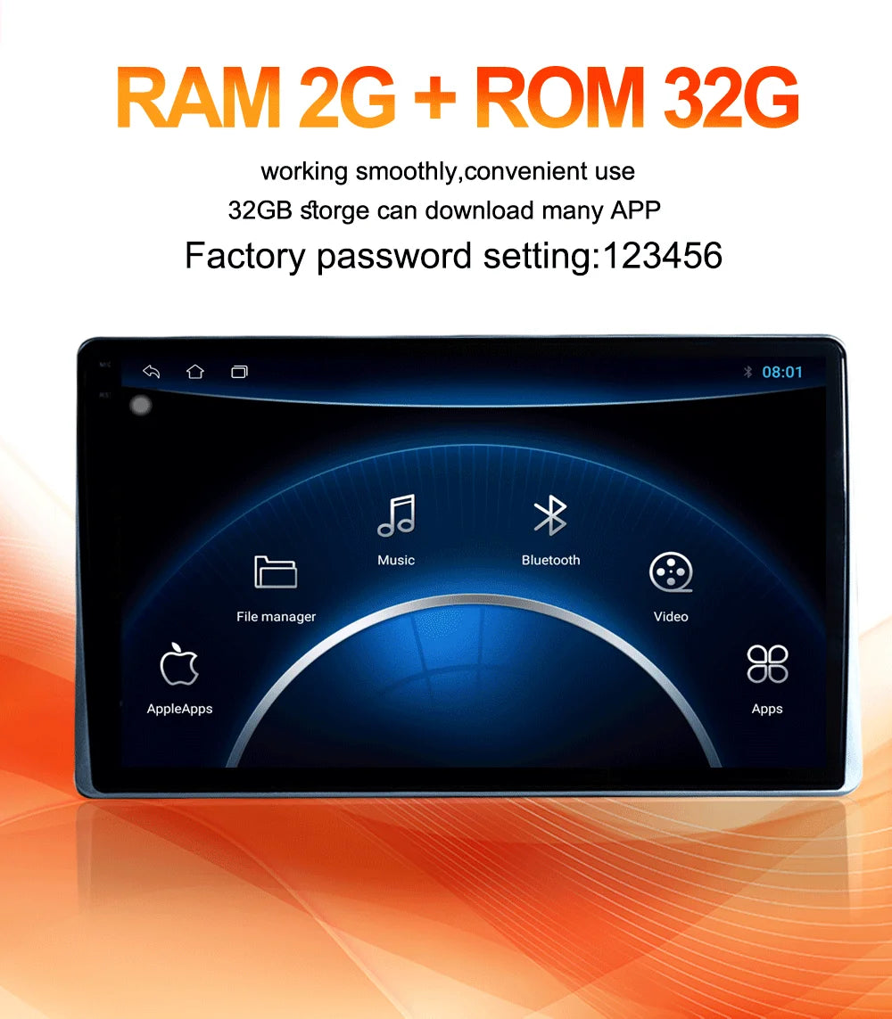 10.1" HD 1280*800 Android 13 Car Headrest Monitor Tablet For Back Seat Multimedia Apple Carplay Ambient Lights BT SD HDMI-Input