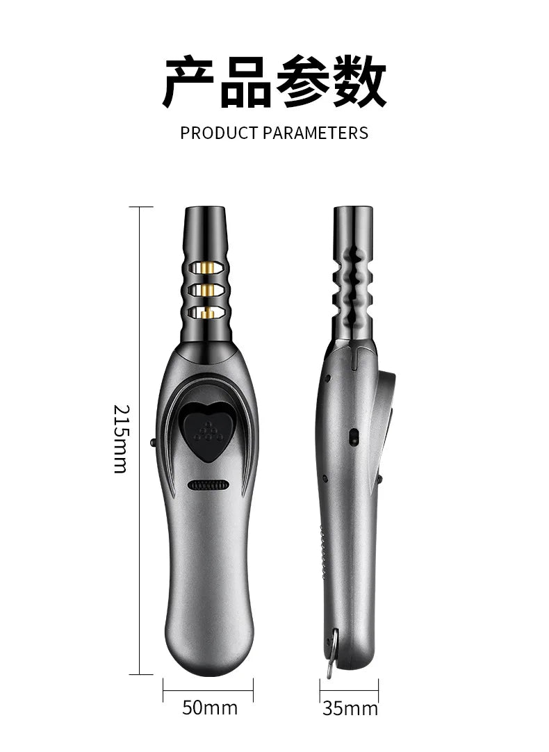 Triple Burner High Power Spray Gun Lighter Windproof Flame Refillable Butane Gas Moxibustion Cigar Outdoor BBQ Kitchen Igniter