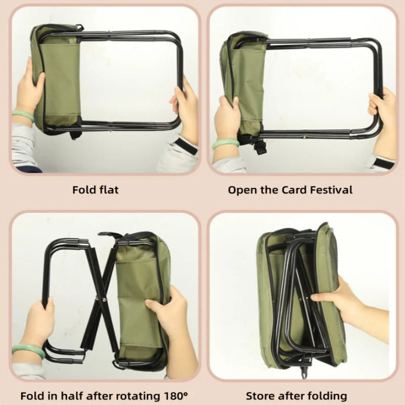 Portable Foldable Backpack Stool Lightweight Camping Fishing Picnic Chair Outdoor Outdoor Adventure Seat for Hiking Travel