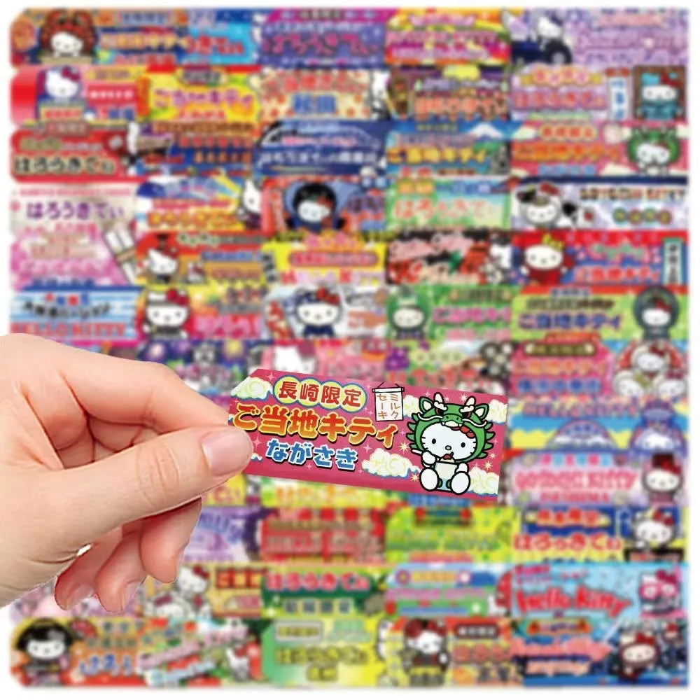 60pcs Kawaii Hello Kitty Labels Sealing Stickers Aesthetic Decorative Stationery Phone Laptop Waterproof Cute Kids Sticker Gift