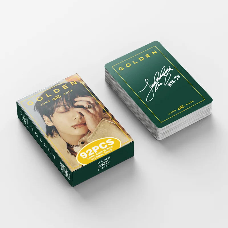 New 92 JUNGKOOK Solo Album GOLDEN Merchandise Photo Album Stickers JK Double-Sided LOMO Cards Celebrity Fan Gifts