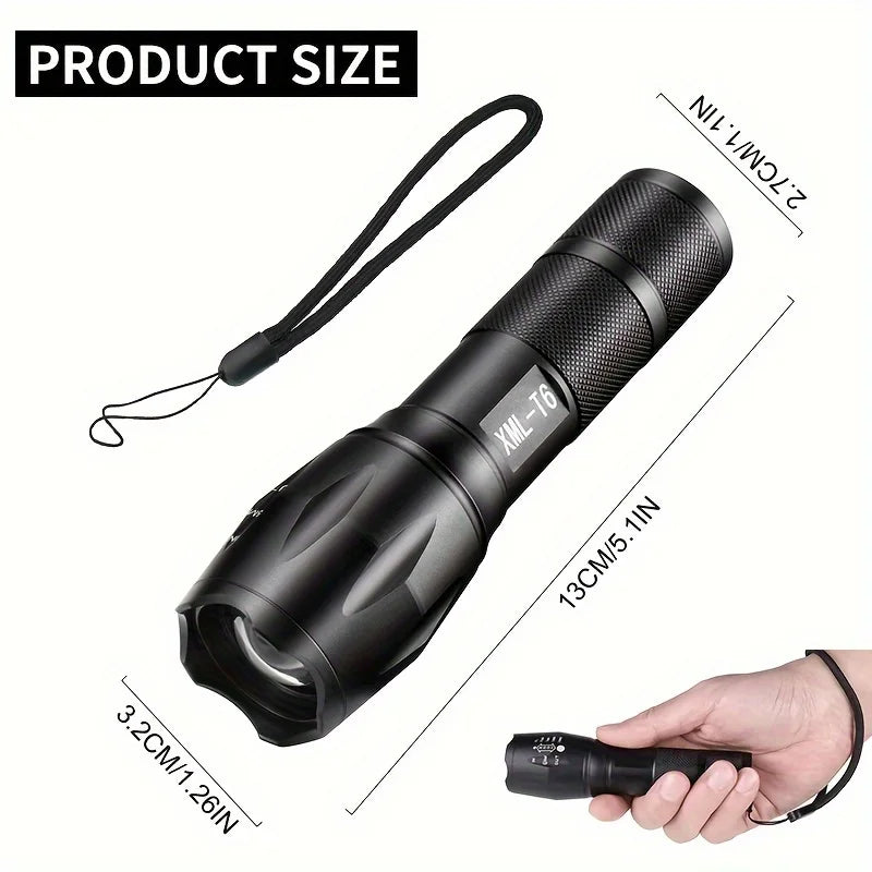 High Power Flashlights LED Strong Tactical Torch Self Defense Aluminum Alloy Waterproof Zoom Outdoor AAA Battery Powered 5 Modes