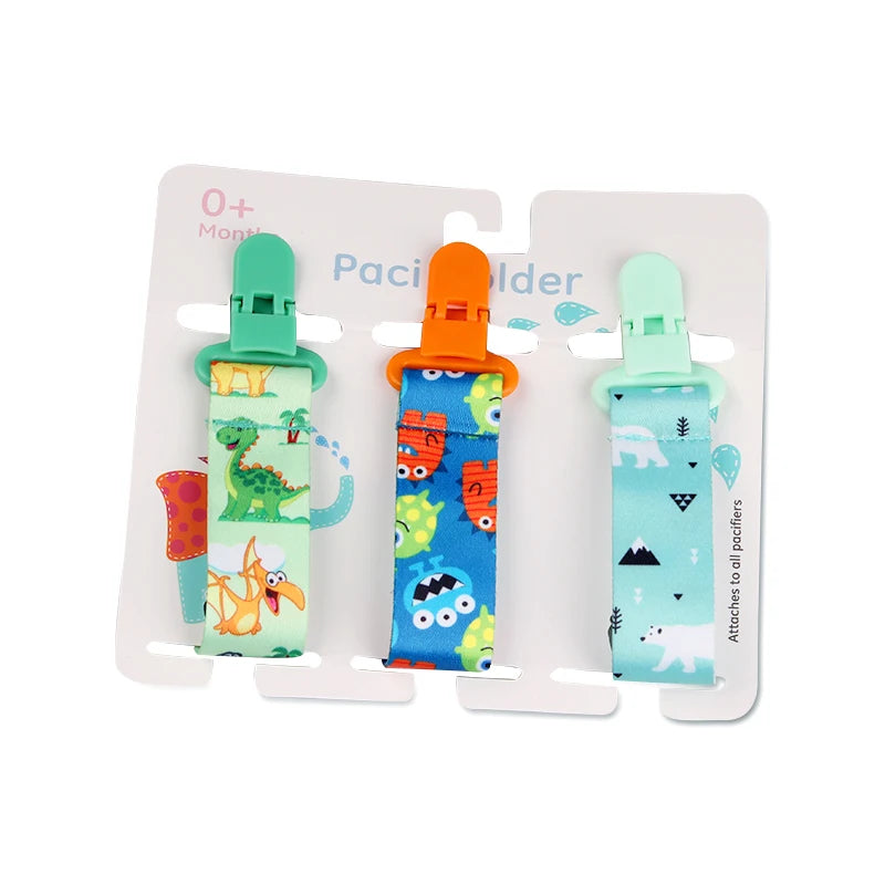 3Pcs/Set Baby Pacifier Clip Pacifier Chain Dummy Clip Nipple Holder for Baby Cartoon Print Child Pacifier Clips Soother Holder