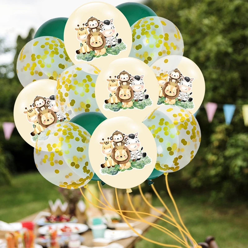 Jungle Animals Balloon Bundle Safari Birthday Balloon Party Decoration Wild One Birthday Latex Balloon Jungle Themed Baby Shower