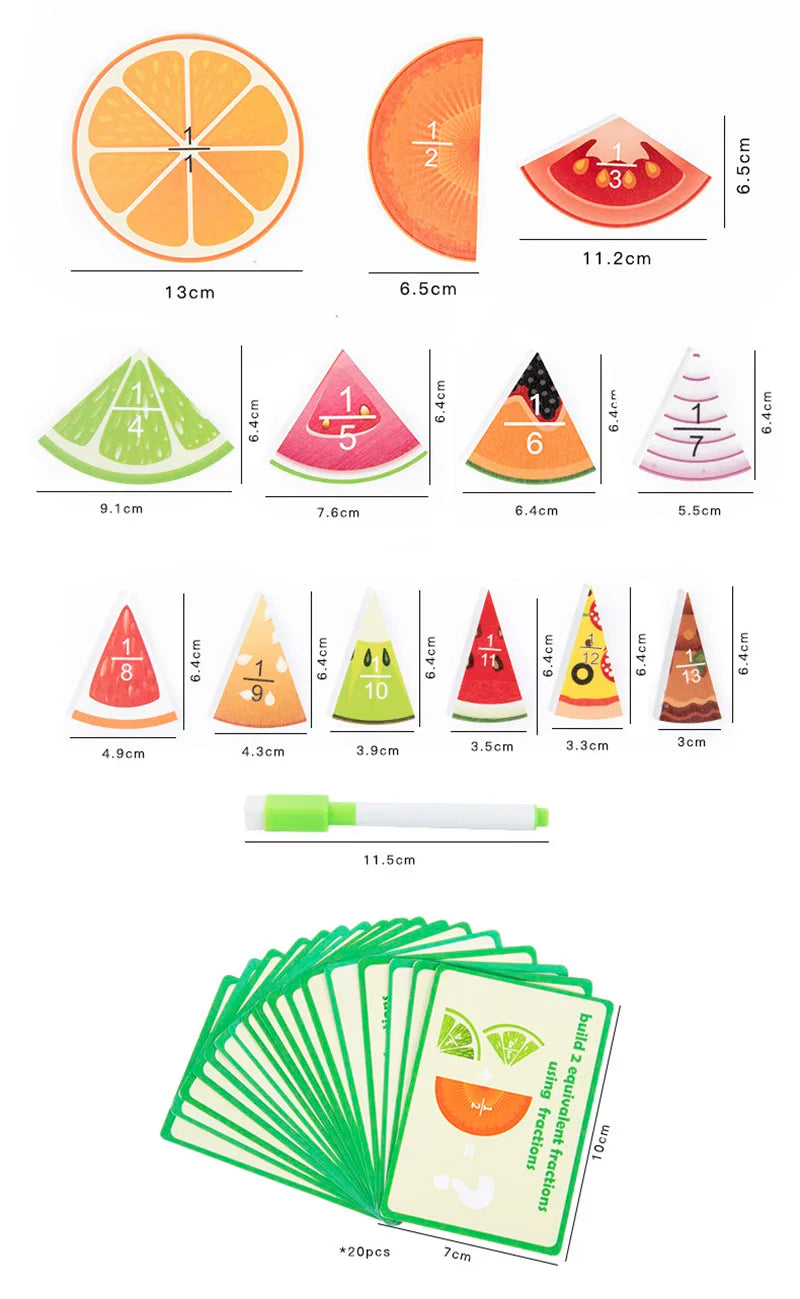 Wooden Math Enlightenment Fruit Fraction Decomposition Plate Montessori Teaching Aid Children's Educational Math Toys
