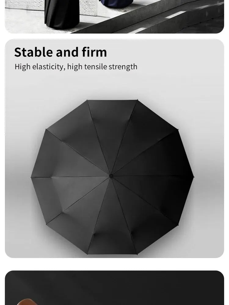 10 Bone Log Handle Automatic Rain Umbrella, Vintage Style Foldable UV Protection, For Men And Women, Suitable For Many Occasions