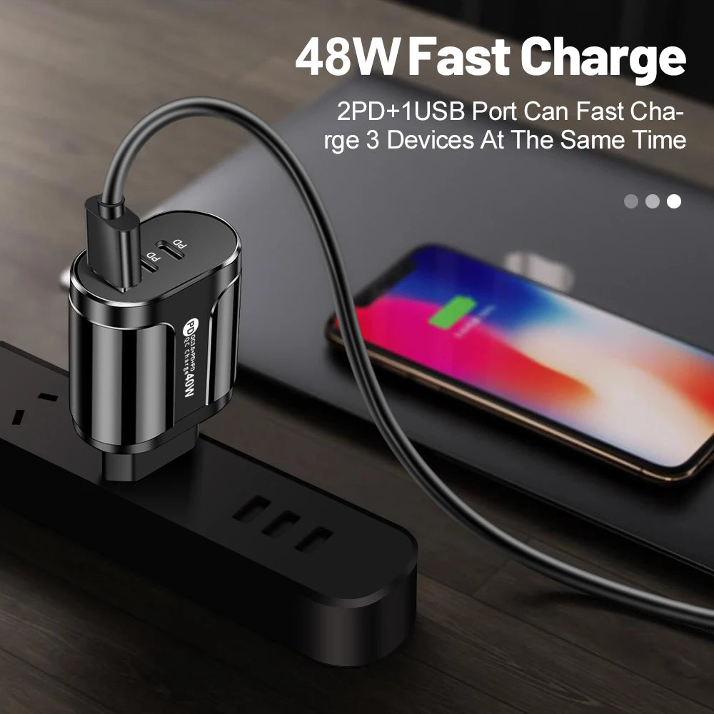 40W USB C Charger Quick Charge PD Type C Fast USB QC3.0 Phone Charger For IPhone Samsung Xiaomi Fast Charging USB-C Wall Adapter