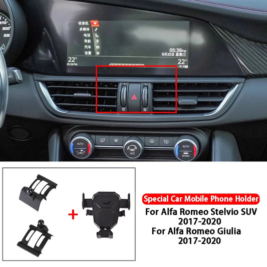 Car Mobile Phone Holder For Alfa Romeo Stelvio Giulia 2017-2020 Car Styling Dashboard Air Vent Mount Bracket Cell Phone Holder