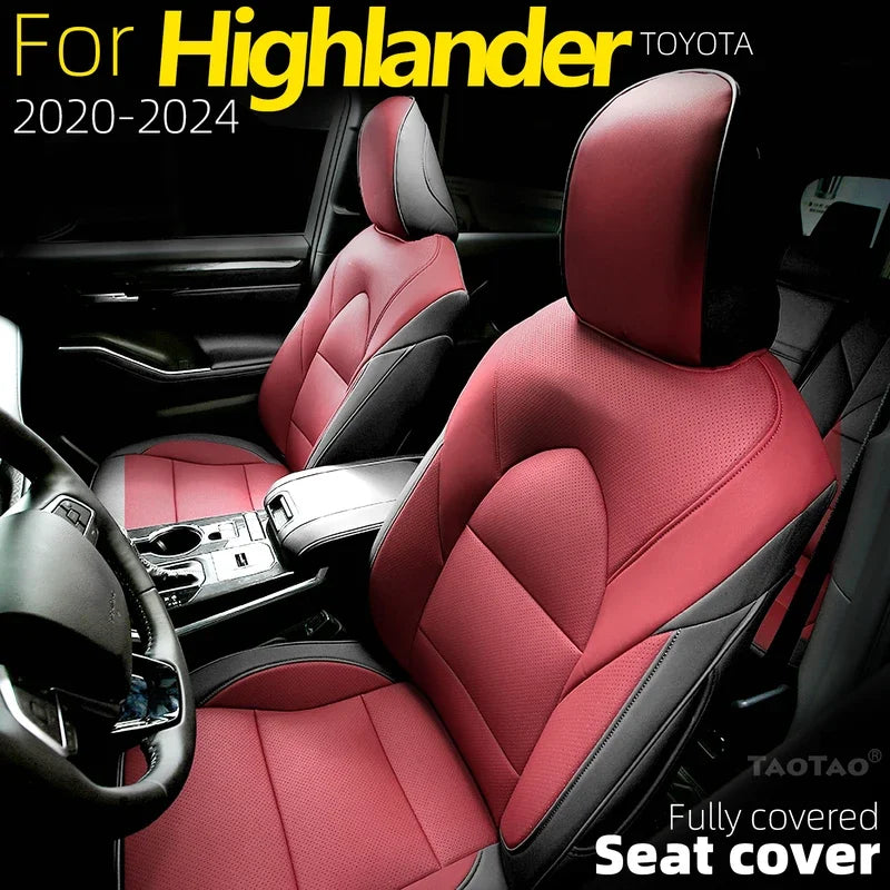 Custom Fit Highlander Car Seat Covers for Select Toyota Highlander Full Set Three-Row Second Row 2020 2021 2022 2023 2024