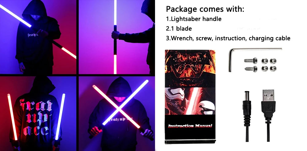 RGB Metal lightsaber 16 Color laser sword toy rave cosplay Flashing Weapon With Hitting Sound Effect FX Duel Lightsaber