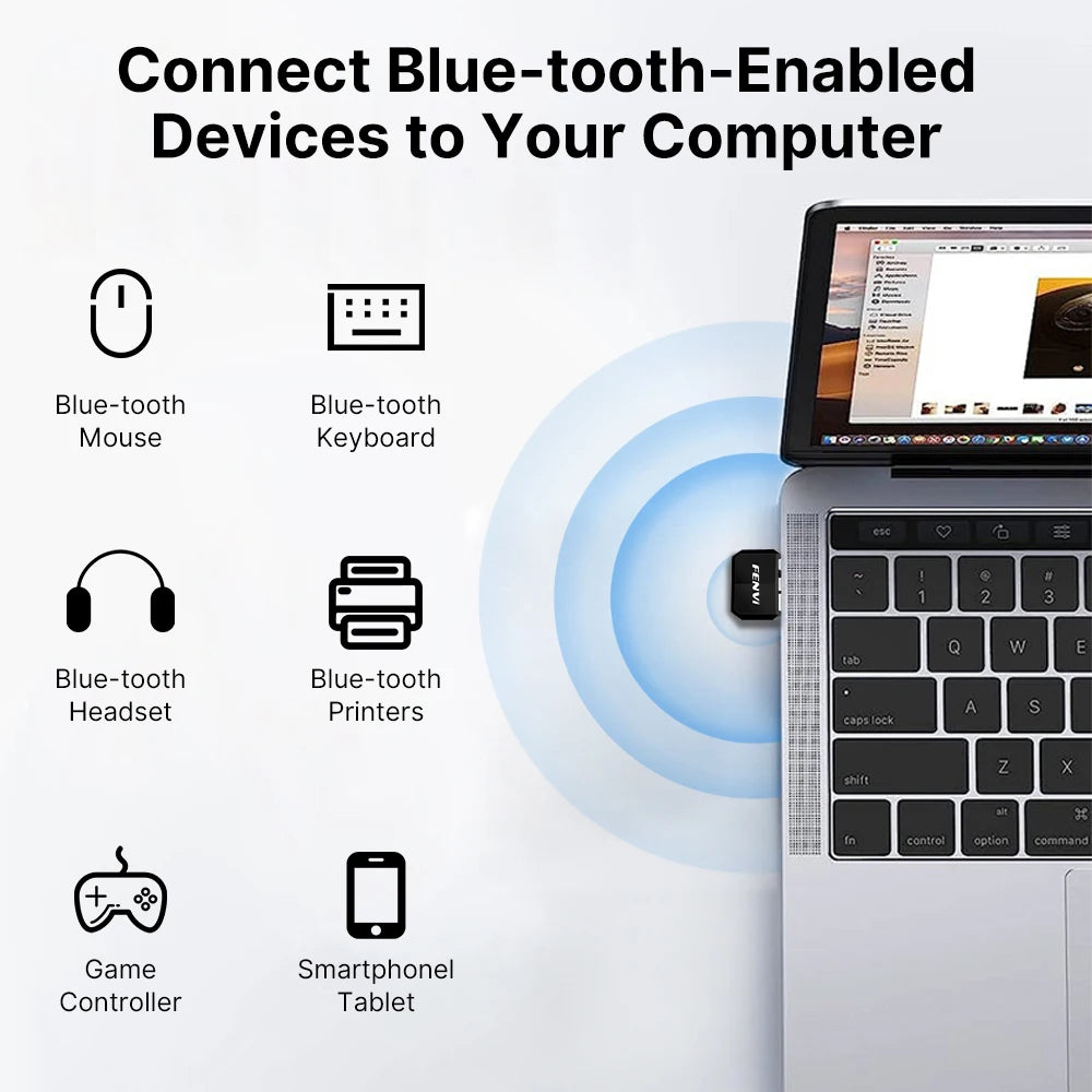 FENVI USB Blue-tooth 5.4 Dongle Adapter Wireless Driver Free For PC Mouse Keyboard Music Audio Card Receiver Transmitter Speaker