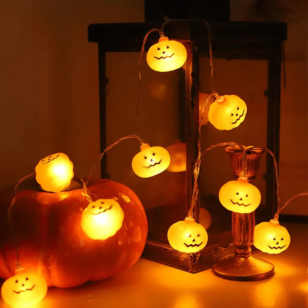 Halloween Pumpkin Led String Fairy Light Lamp Garland Battery Powered Waterproof Decorative Lanterns For Festive Room Ambiance