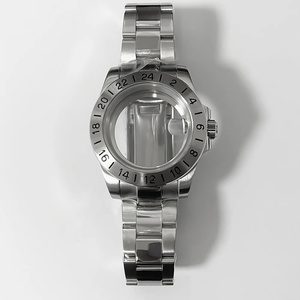 39mm EXP 24 Hours Fixed Bezel NH34 NH35 NH36 NH38 Sapphire Glass Watch Case Solid Bracelet Stainless Steel ETA2824 PT5000 Case