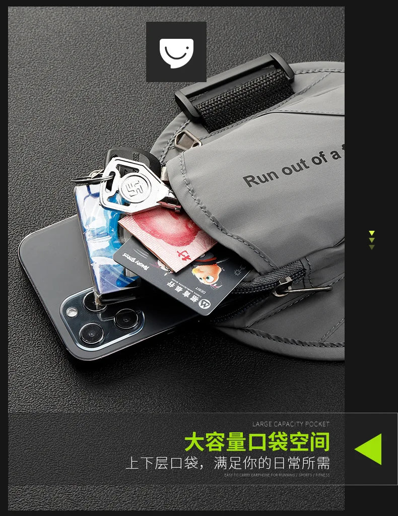 Outdoor Sports Running Fitness Mobile Phone Arm Bag Night Running Reflective Safety Wrist Bag Men and Women 6.5-Inch