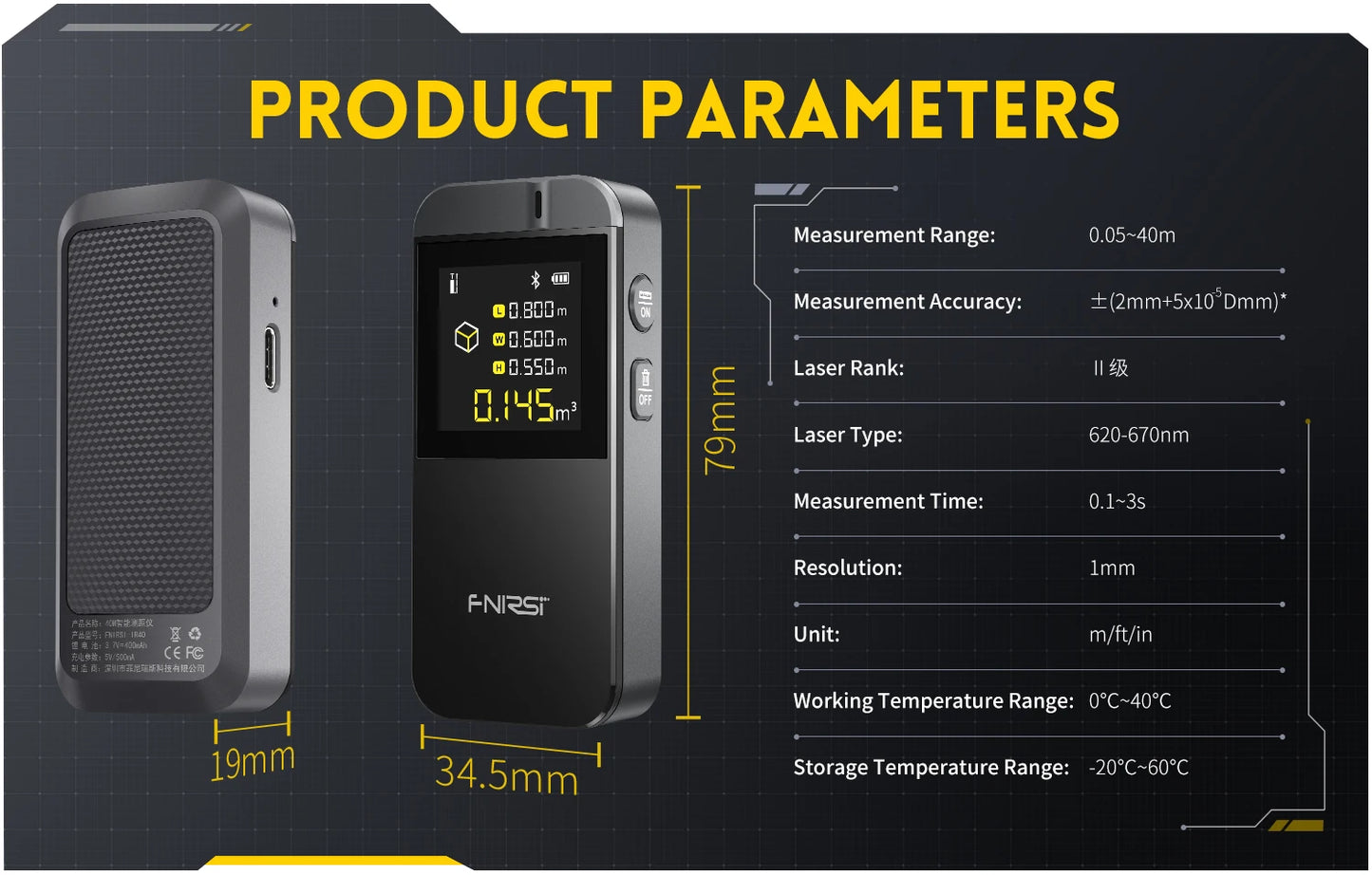 FNIRSI IR40 Smart Laser Rangefinder 40M Laser Tape Measure Digital Distance Meter Metro Laser Digital Accurate APP To Draw