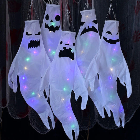 Halloween Decoration Scary Ghost Windsock Glow in The Darks Party Gifts Party Hanging Flags Day of The Dead Dia De Muertos