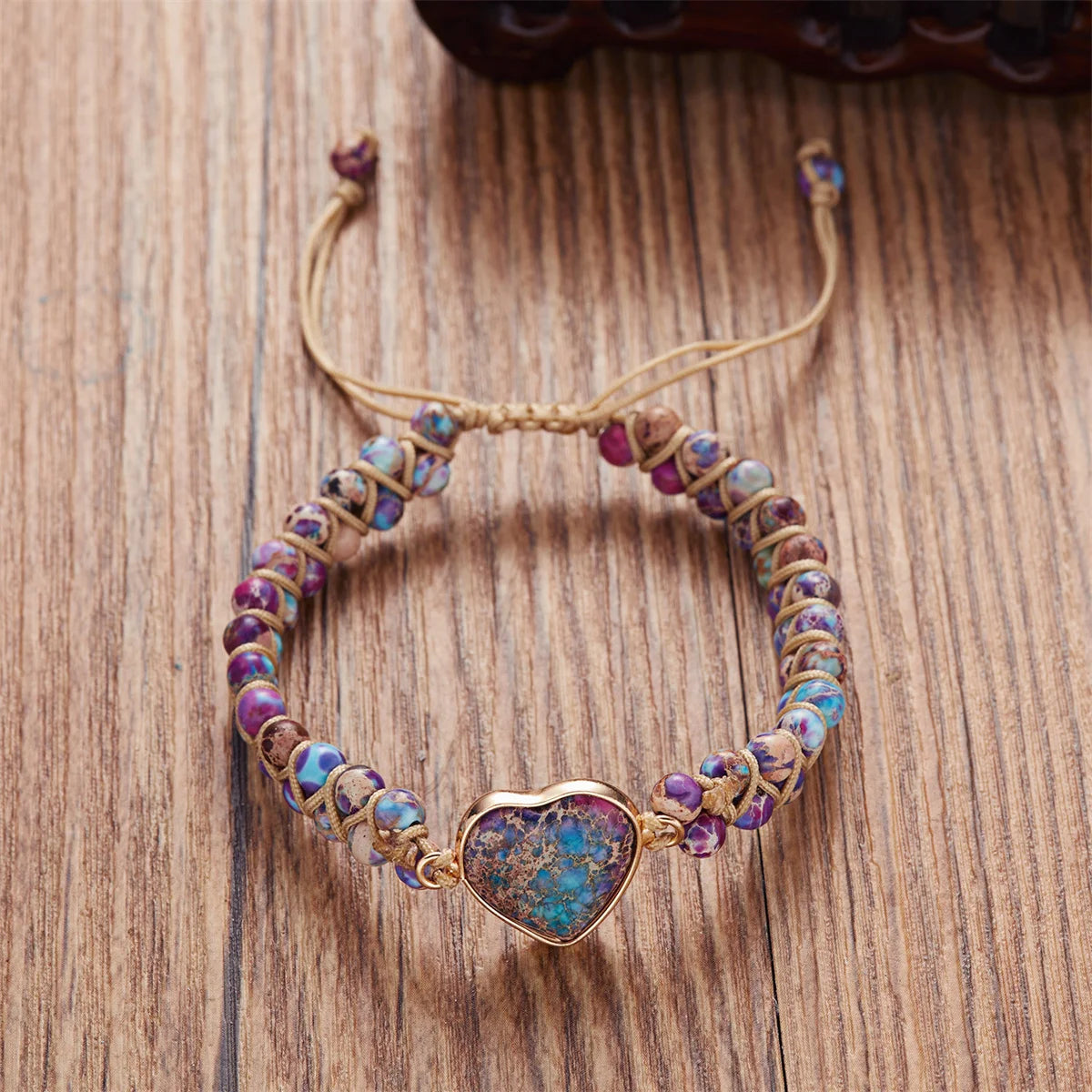 Handmade Natural Stone Bracelet Women Fashion Heart Purple Agates Beads Charm Braided Bracelets Boho Yoga Wrap Bangles Jewelry