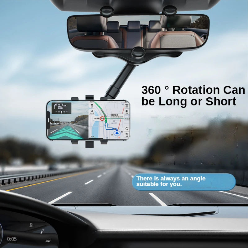 Car Phone Holder 360° Rearview Mirror Phone Holder Auto Rearview Mirror Seat Hanging Clip Bracket Cell Phone Holder for Car