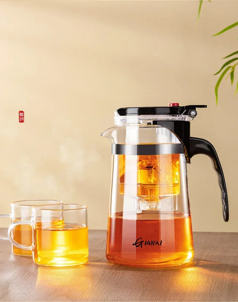 Teapot With Infuser Thickened Glass Heated Resistant Tea Pot One-button Filtering Tea Separation Kettle Tea Coffee Maker