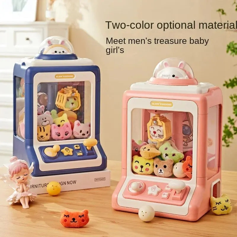 Automatic Doll Machine Toy for Kids Mini Cute Cartoon Coin Operated Play Game Claw Crane Machines with Light Music Children Toys