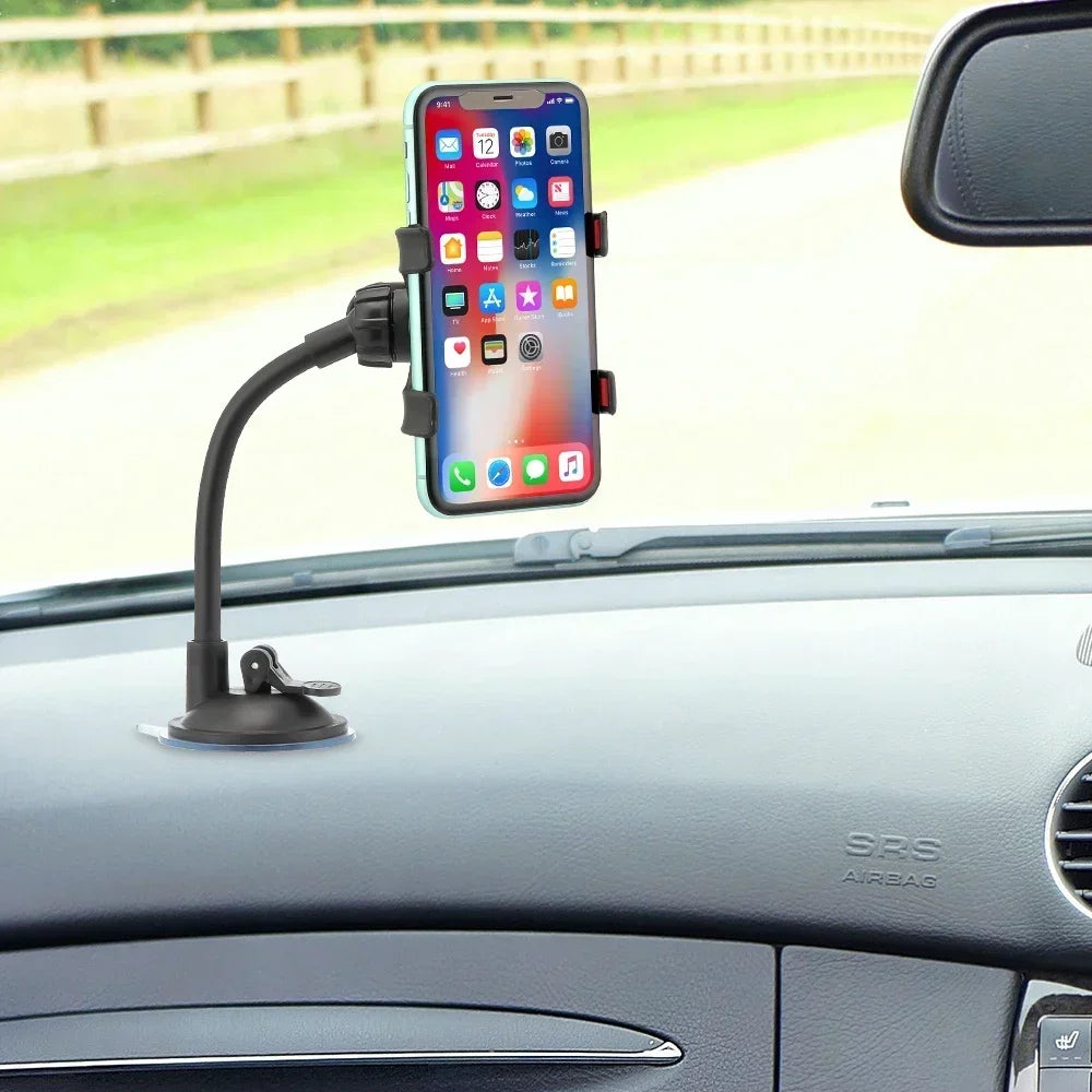 360° Rotating Car Phone Holder Universal Windshield Dashboard Mount Cellphone Stand GPS Phone Flexible Bracket Auto Accessories