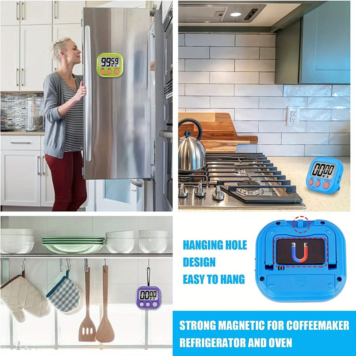 Multi-Function Electronic Timer, Big LCD Display The Loud/Silent Switch Countdown Timer, In Break Time, Cooking, Gym, Meeting