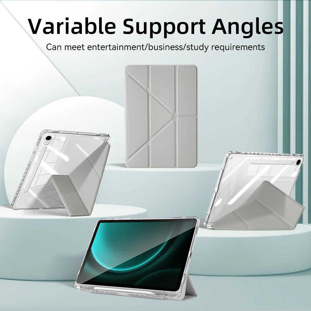 Clear Case for Samsung Galaxy Tab S9 11 S9 FE A9 8.7 inch A9 Plus S10 FE S9 Plus S10 Plus 12.4 Y-shaped Casing with Pencil Holde