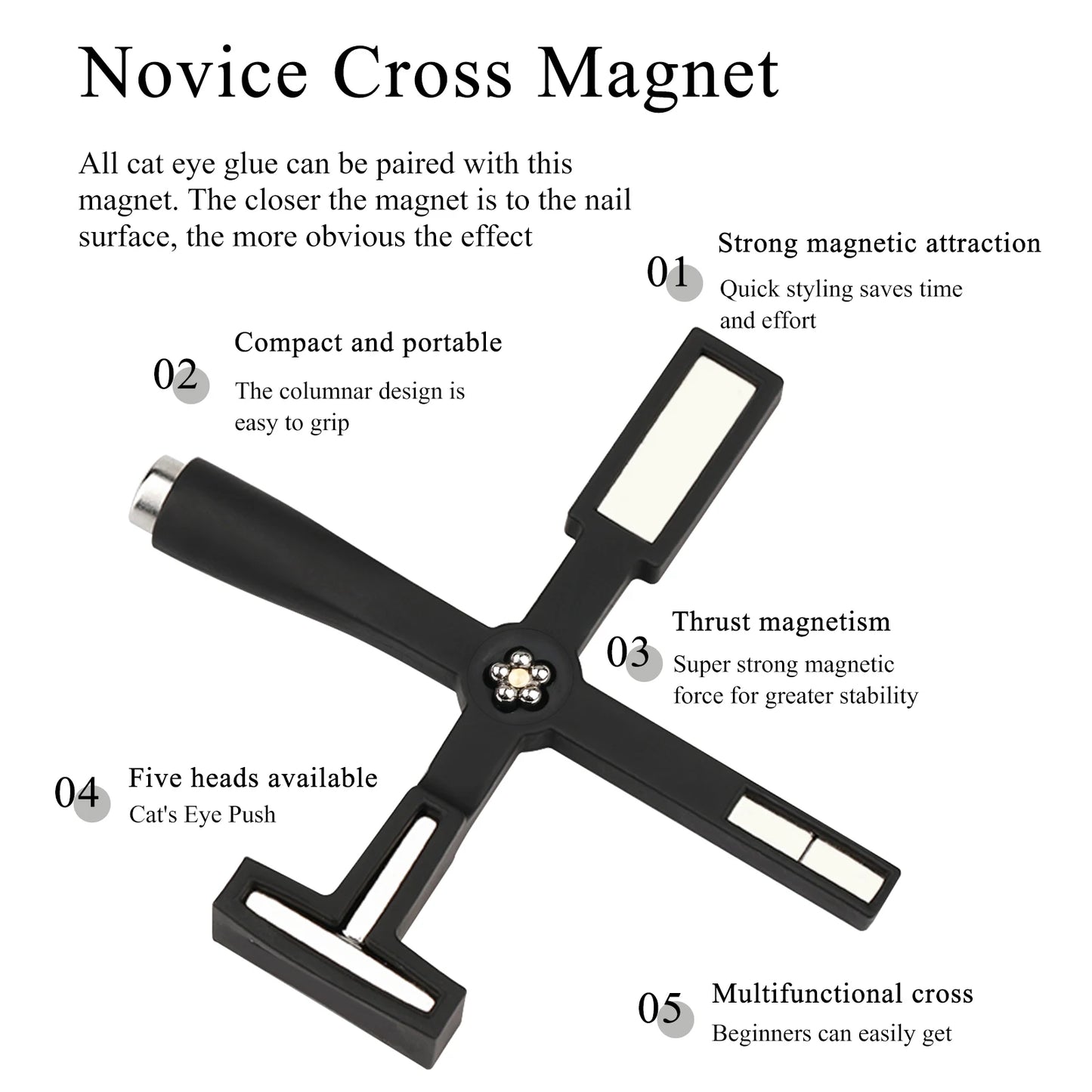 5In1 Cat Eye Magnet Multifunctional Cross Cat Eye Magnet For Nail Art Cat Eye Gel Nail Polish Magnet Strong Nail Design Magnet
