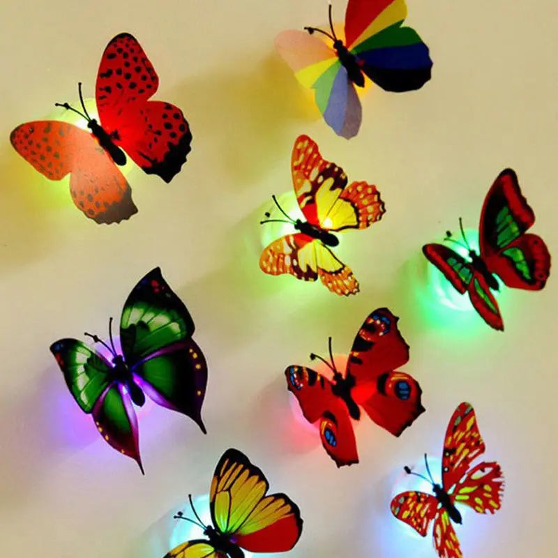 1~10PCS Hot Selling Butterfly Night Lights Creative Colorful Luminous Butterfly Light Pasteable Led Decorative Wall Lamp 1/