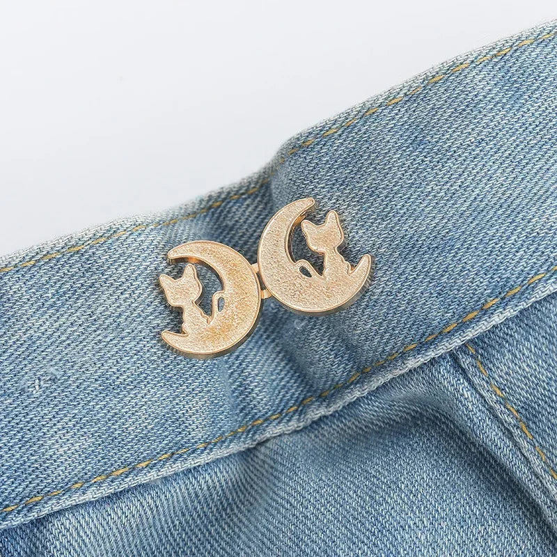 Adjustable Tightener Waist Buckle for Jeans, No Sewing Required Butterfly Button Adjuster for Pants and Skirts Waist