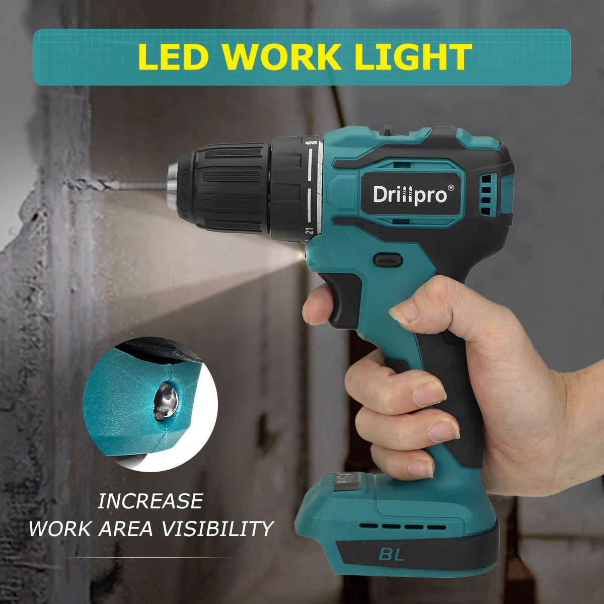 Drillpro 10/13mm Rechargeable Electric Screwdriver Cordless Drill Brushless Handheld Power Tool For Makita 18V Battery