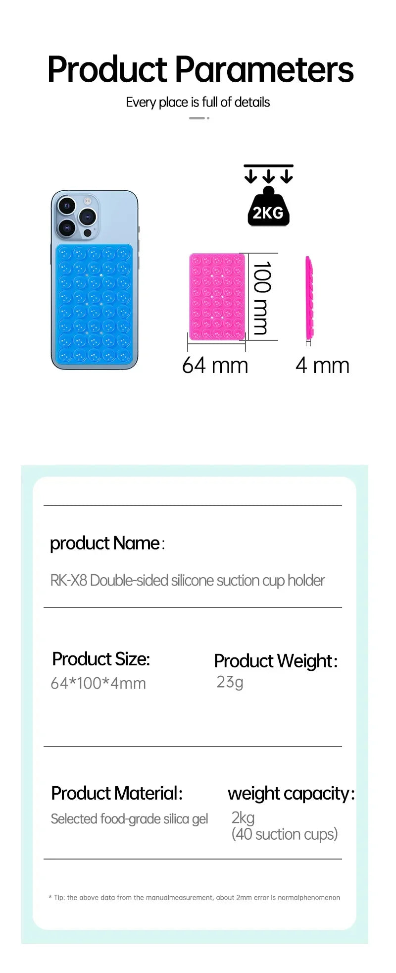 Double Sided Silicone Suction Cup Multicolor Strong Adhesive Stand For iPhone 11 12 13 14 15 16 Pro Max Detachable Phone Holder