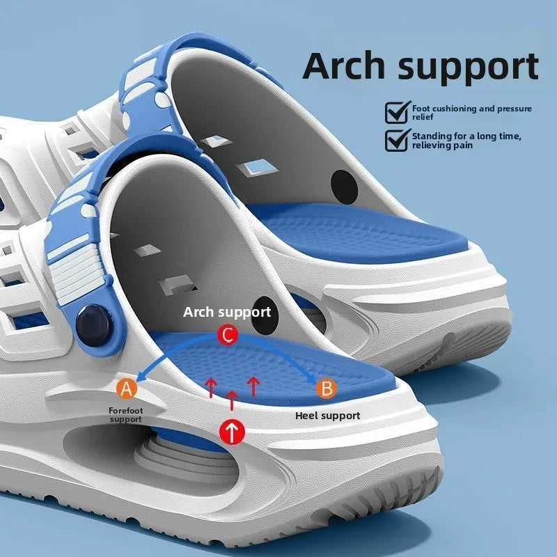 Arch support, anti slip, soft sole, wear-resistant cool slippers for wearing, thick sole breathable odor proof summer hole shoes